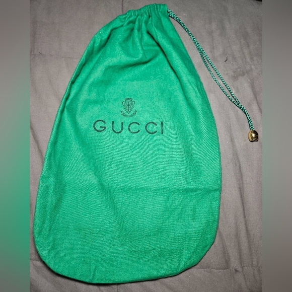 Gucci Dark Green Gold Bead Storage Dust Bag 15" x 9" Handbag Protector Logo Rare - Picture 1 of 6
